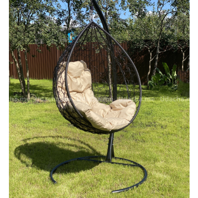 Подвесное кресло с ротангом ''Капля'' Чёрное